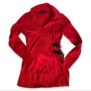 INC International Concepts Red Sweater Blouse Medium